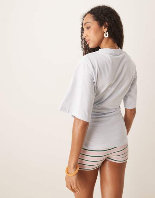 ASOS DESIGN cinched asymmetric hem tee in blue