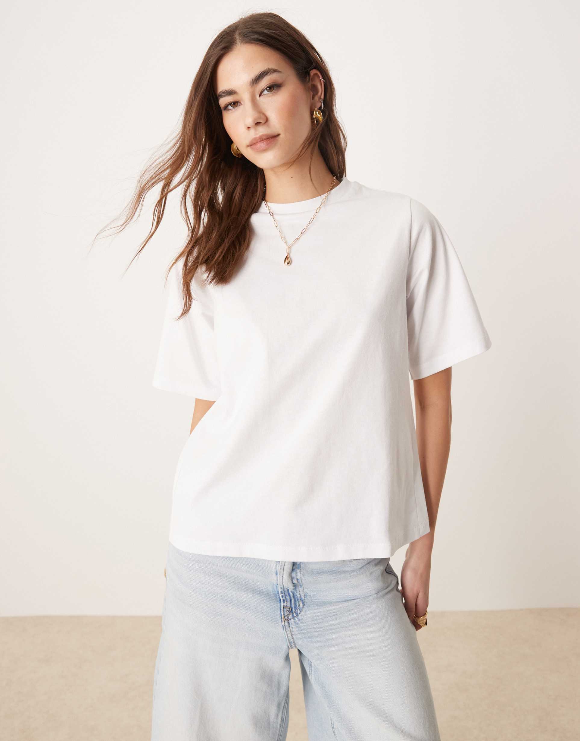 asos design cinched back t-shirt in white