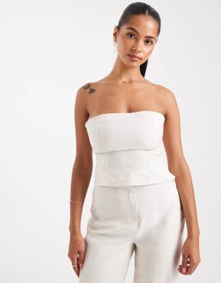 cinched bandeau top in brown - part of a set