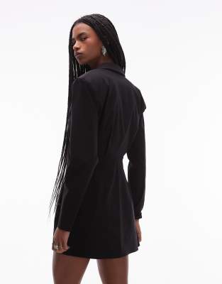 Asos Design Cinched Blazer Mini Dress In Black