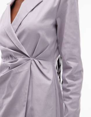 Asos Design Cinched Blazer Mini Dress In Gray