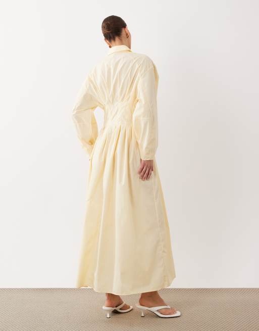 ASOS DESIGN cinched detail maxi shirt dress in buttermilk, 4 of 4