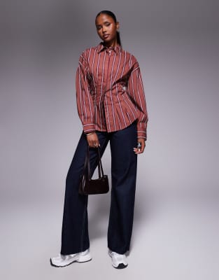 Asos Design Cinched Detail Shirt In Pink