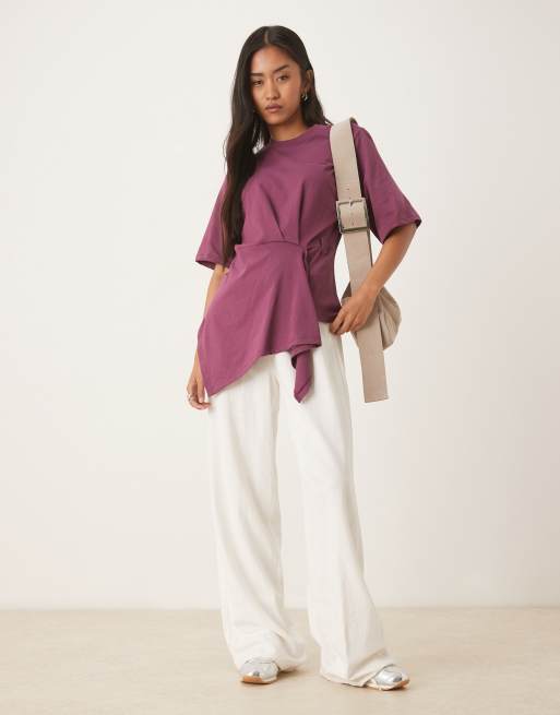ASOS DESIGN cinched draped tee in fig