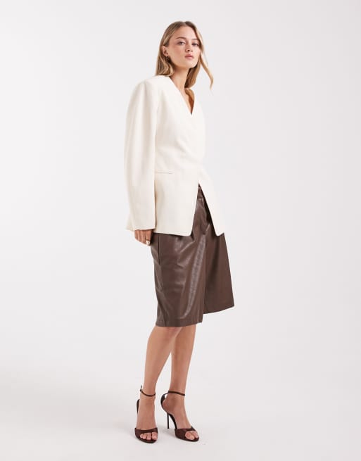 ASOS DESIGN cinched linen blazer in, 2 of 4