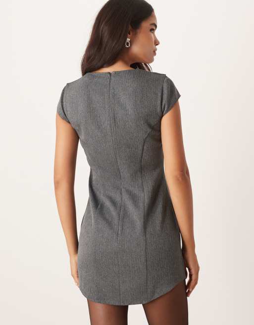 ASOS DESIGN cinched mini dress in gray, 4 of 4