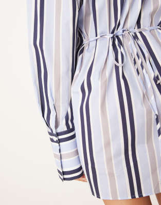 asos striped shirt dress ASOS Design dropped waist T-Shirt Maxi Dress in stripe print-Multi