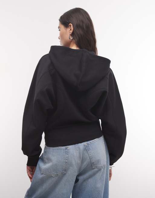 ASOS DESIGN cinched panelled zip up hoodie in black | ASOS