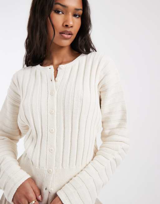 ASOS DESIGN cinched pleated cardigan in ecru, 4 of 4