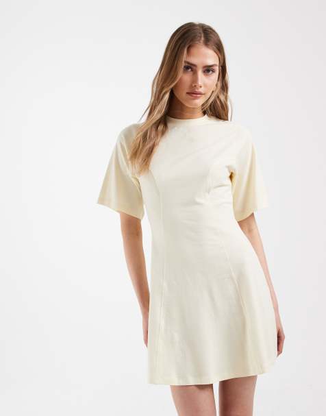 ASOS DESIGN cinched seam detailing mini dress in buttermilk - view 1