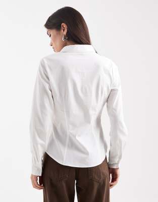 Asos Design Cinched Seam Detailing Shirt In White