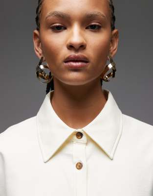 Asos Design Cinched Shirt With Batwing Sleeves In White