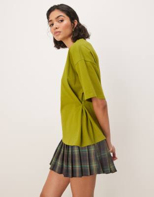 Asos Design Cinched Side T-shirt In Green