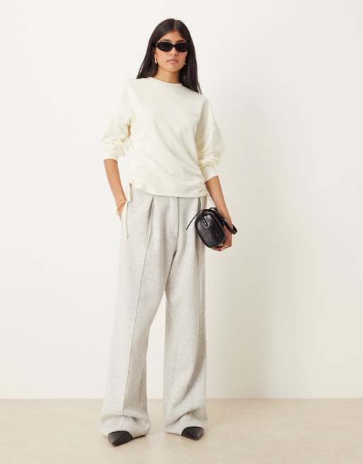 ASOS DESIGN cinched sweatshirt with drawstring detail in ecru