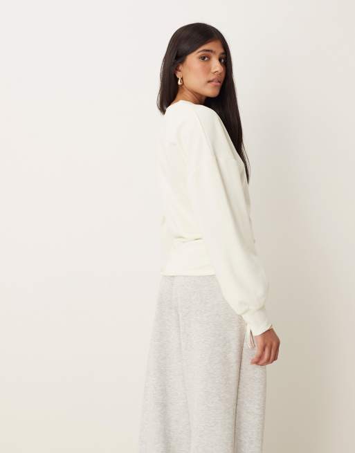 ASOS DESIGN cinched sweatshirt with drawstring detail in ecru