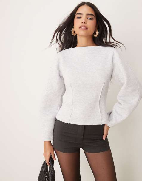 ASOS DESIGN cinched sweatshirt with exposed seams in gray - view 1