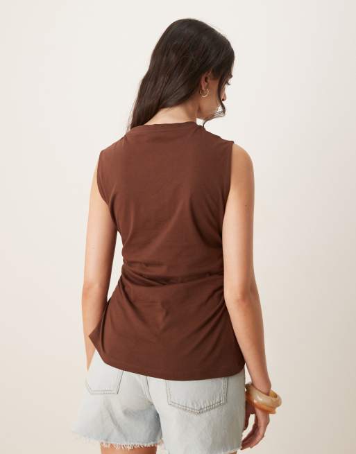 ASOS DESIGN cinched tank top with asymmetric hem in