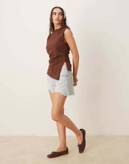 ASOS DESIGN cinched tank top with asymmetric hem in