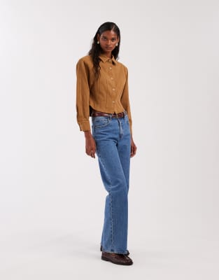 Asos Design Cinched Twill Jacket In Brown