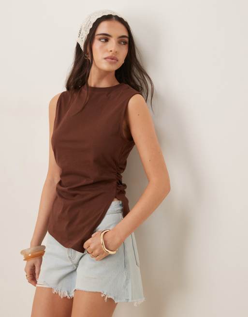 ASOS DESIGN cinched vest with asymmetric hem in