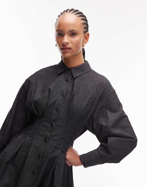 ASOS DESIGN cinched waist balloon sleeve mini shirt dress, 2 of 4