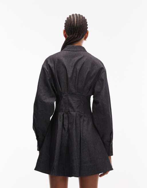 ASOS DESIGN cinched waist balloon sleeve mini shirt dress, 3 of 4