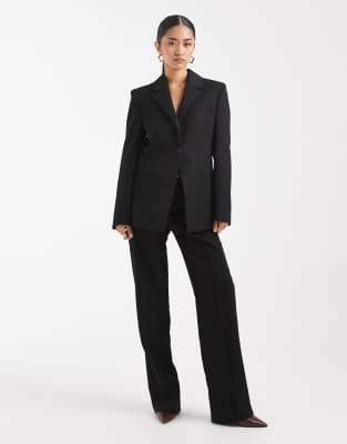 Asos Design Cinched Waist Blazer With Cut Out Back Detailing In Black