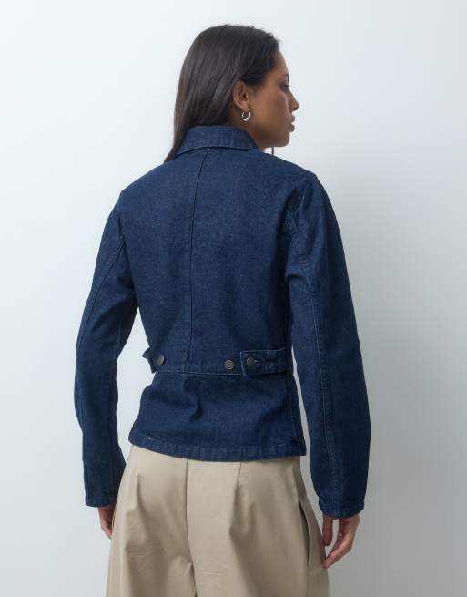 ASOS DESIGN cinched waist denim jacket in rinse, 4 of 4