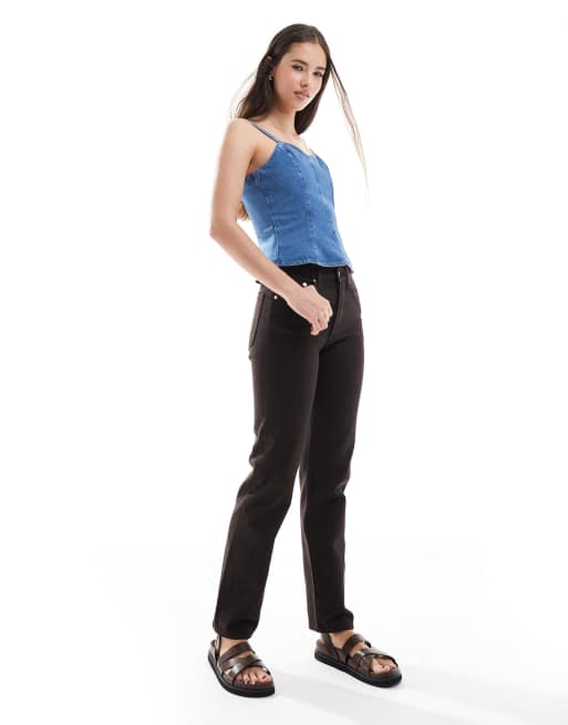 ASOS DESIGN cinched waist denim peplum top - part of a set, 3 of 4