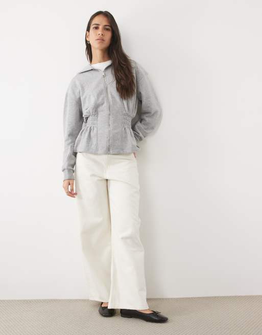 ASOS DESIGN cinched waist hoodie in gray heather, 2 of 4