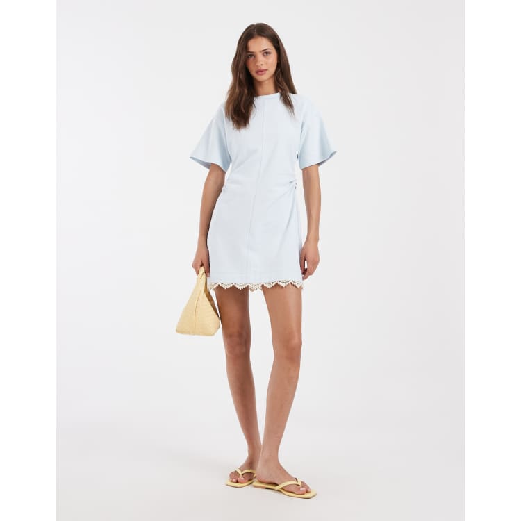 asos design soft mini dress with waist detail - - Women - Cotton - XS Color:None Bohemian Wedding dress,Bohemian Lace Clothes Accessories Green floral have addition to your
