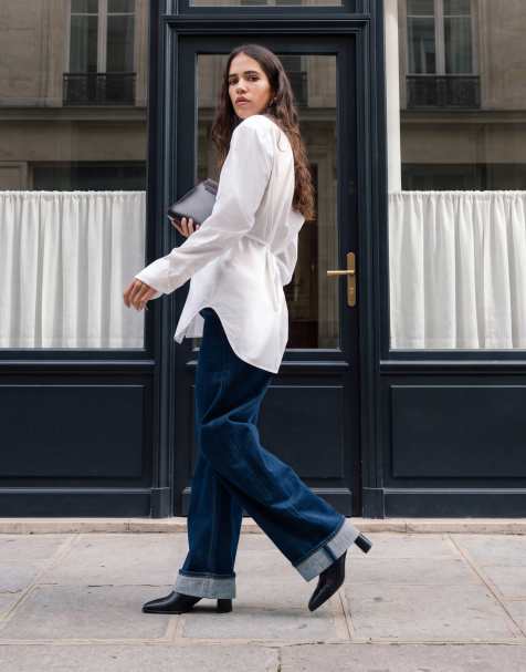 ASOS DESIGN cinched waist shirt in white - view 1
