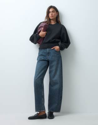 Asos Design Cinched Waist Sweatshirt In Gray