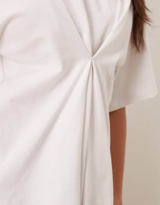 ASOS DESIGN cinched waist T-shirt in white