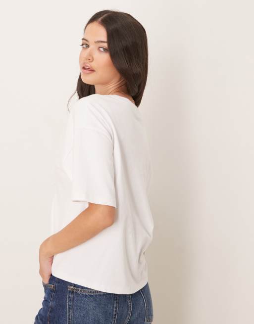 ASOS DESIGN cinched waist T-shirt in white