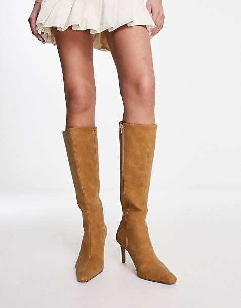 Knee High & Long Boots | Leather Flat Knee High Boots | Asos