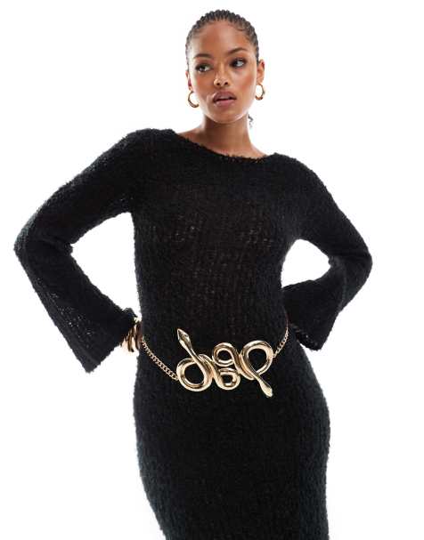 ASOS DESIGN - Cintura a catenina color oro con design attorcigliato a forma di serpente - view 1