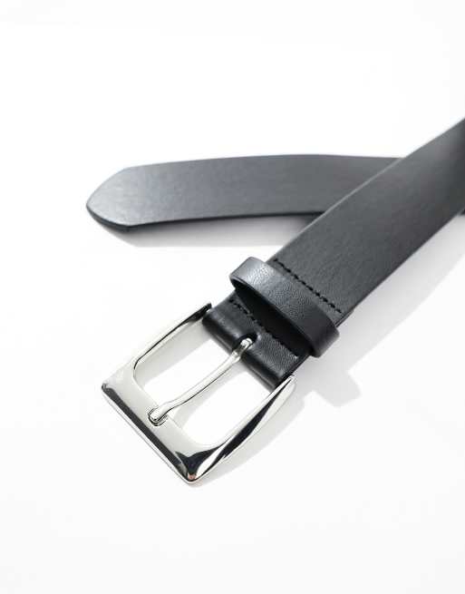 ASOS DESIGN - Cintura boyfriend nera lunga con fibbia rettangolare , 3 di 4