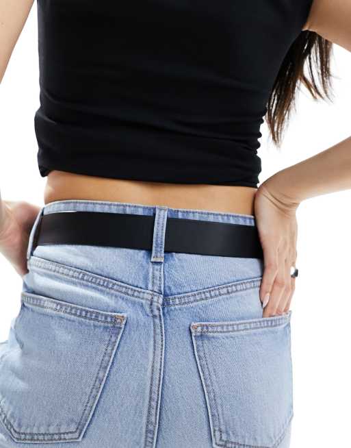 ASOS DESIGN - Cintura boyfriend nera lunga con fibbia rettangolare , 4 di 4