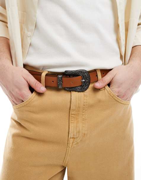 ASOS DESIGN - Cintura color cuoio con fiori stile western - view 1