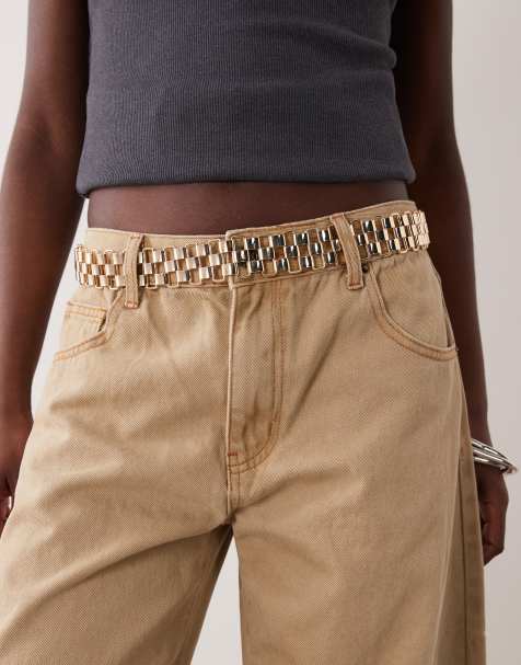 ASOS DESIGN - Cintura color oro con cinturino grande - view 1
