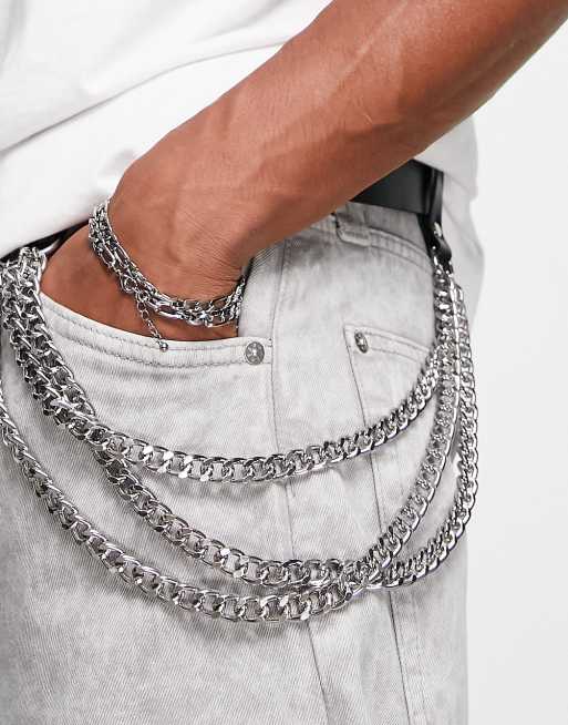 ASOS DESIGN - Cintura con catenine multiple nera