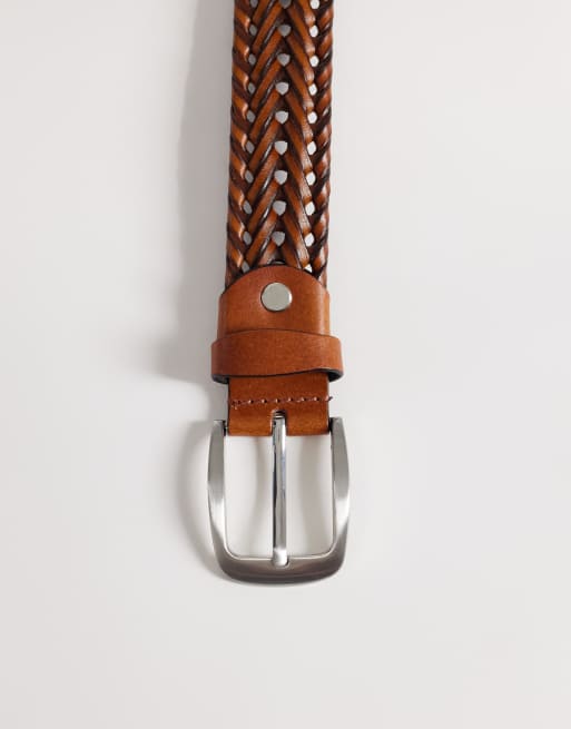 ASOS DESIGN - Cintura elegante in pelle intrecciata color cuoio, 2 di 3
