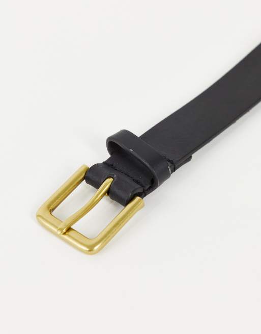 ASOS DESIGN - Cintura elegante in pelle nera con fibbia oro anticata, 2 di 4