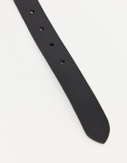 ASOS DESIGN - Cintura elegante in pelle nera con fibbia oro anticata, 3 di 4