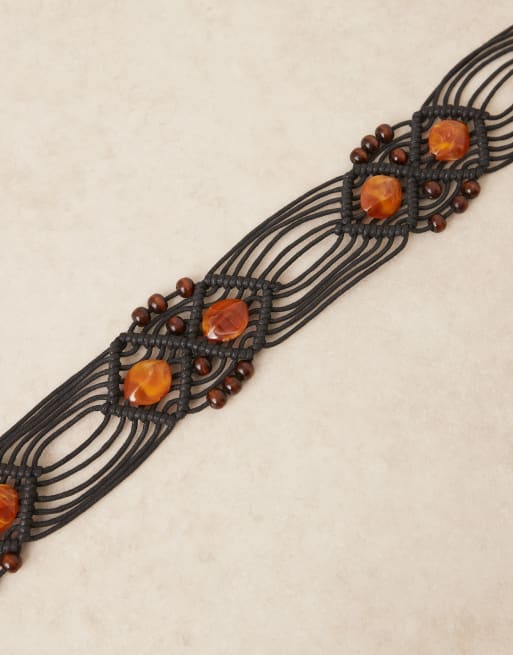 ASOS DESIGN - Cintura in macramé nera, 3 di 3