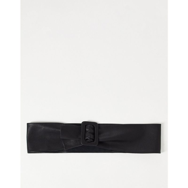 Cinture yS1n5 DESIGN - Cintura in pelle ampia per vita nera con fibbia rivestita