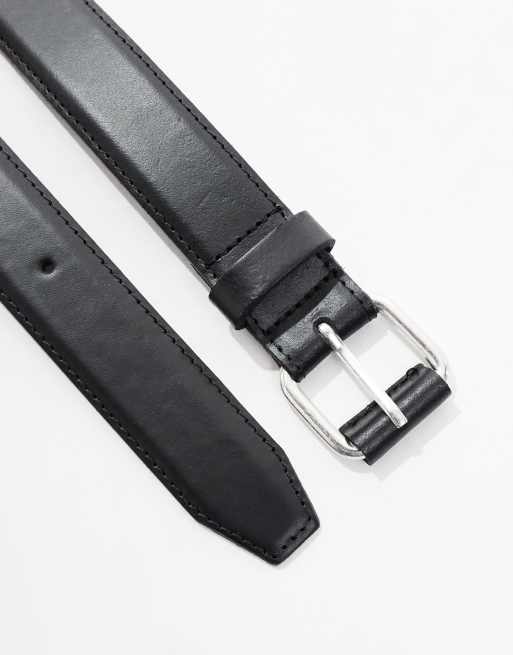 ASOS DESIGN - Cintura in pelle nera con fibbia scorrevole, 2 di 4