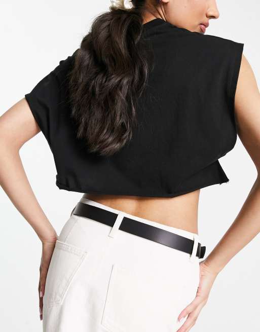ASOS DESIGN - Cintura in pelle nera con fibbia squadrata, 3 di 4
