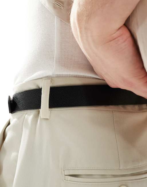 ASOS DESIGN - Cintura in pelle sintetica martellata nera con passante triplo, 3 di 3